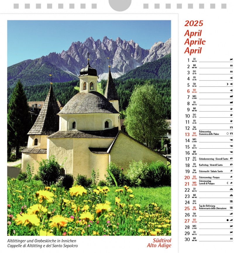Tischkalender Südtirol 2025 17 x 17 cm (Hochformat) Atlas Verlag